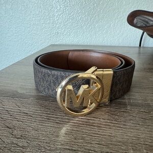 Michael Kors Dark Brown Belt Bag with Gold Logo Buckle